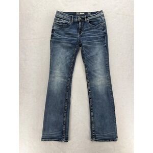 Buckle BKE Aiden Bootleg Jeans Mens 32L Blue Medium Wash Stretch Denim Grunge